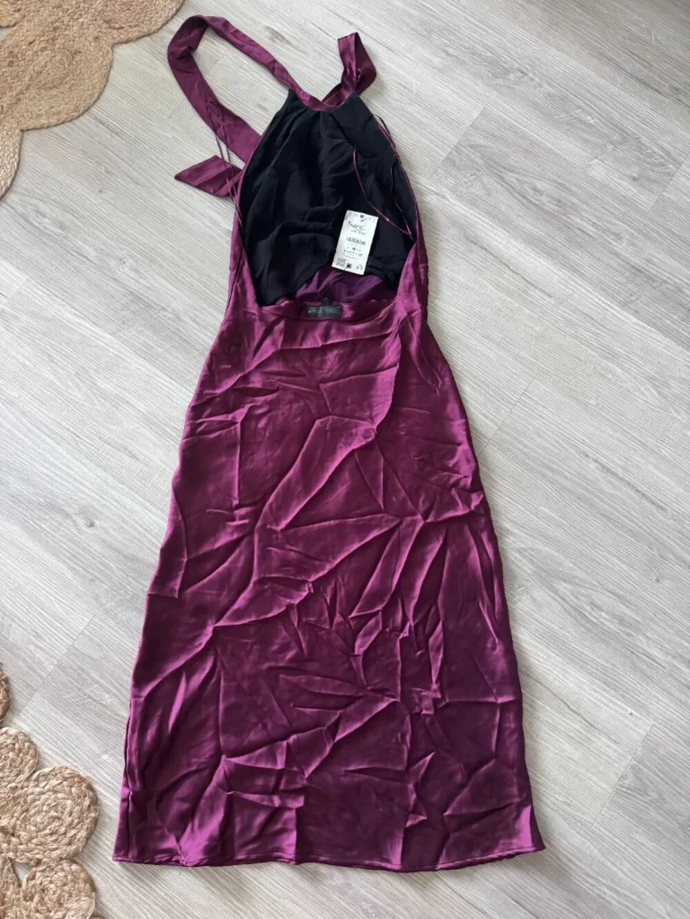 Zara Open Back Satin Midi Dress | Deep Burgundy | NWT | Size M